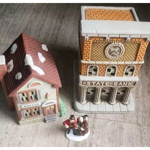 Vintage Lefton Dept‎ 56 Colonial Christmas Village 1987 State Bank 1999 Doctor